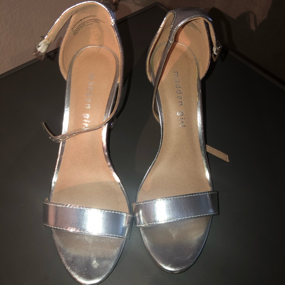 Madden Girl Silver Heels with Rhinestones
